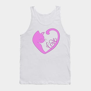 Pink Valentines Cat Heart Tank Top